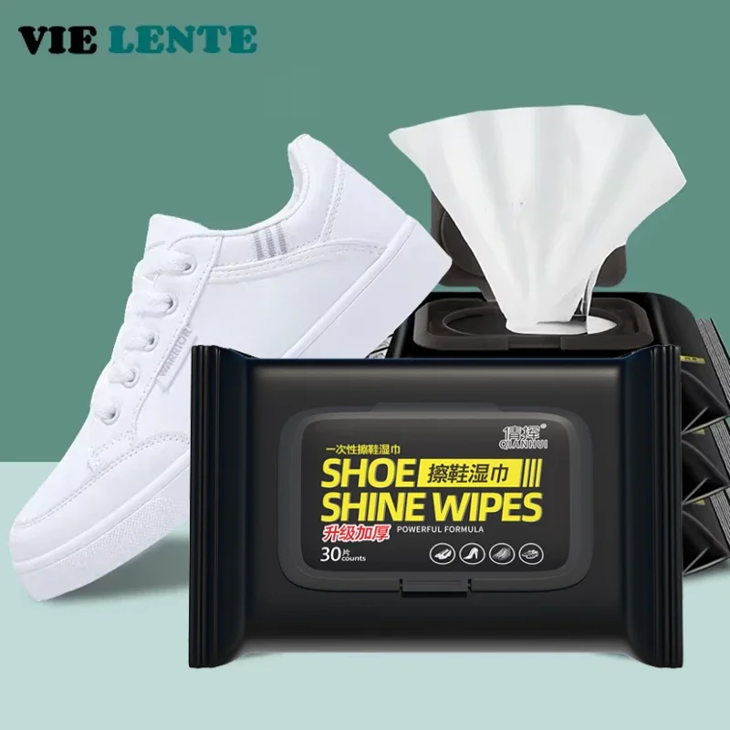 Care For Sneaker - 12-60 ชิ้นทิ้งรองเท้าผ้าเช็ดทําความสะอาดแบบพกพาสีขาวรองเท้าทําความสะอาดผ้าเช็ดทําความสะอาดรองเท้าผ้าใบทําความสะอาด Quick เช็ดเปียก VIE LENTE