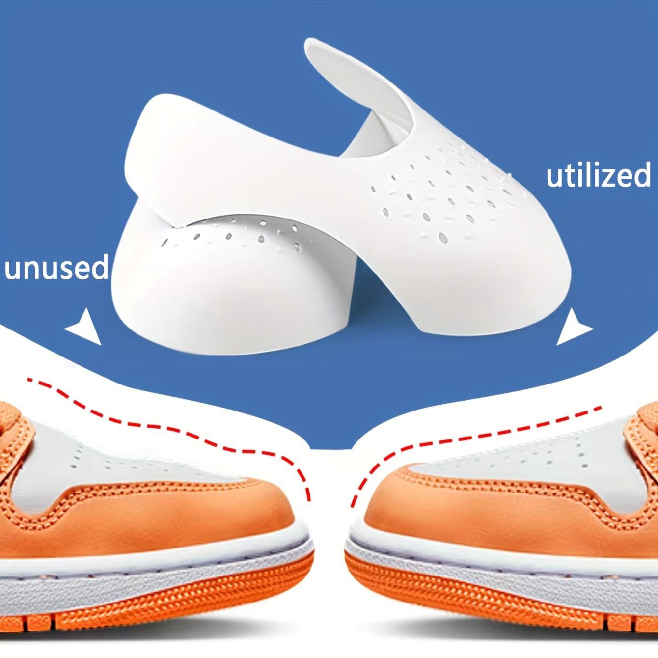 Sneaker Care Crease Protector - แผ่นกันยับรองเท้า 4 ชิ้น, ตัวป้องกันรอยยับรองเท้าผ้าใบ, ตัวช่วยจัดทรงรองเท้าสำหรับรองเท้ากีฬา, แผ่นกันยับสำหรับป้องกันรอยยับ