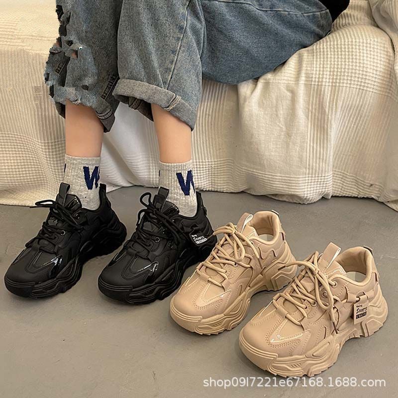 Leather Sneaker Care Kit - รองเท้าผ้าใบพื้นหนาสำหรับผู้หญิง รุ่นปี 2026 สำหรับฤดูใบไม้ผลิและฤดูใบไม้ร่วง รองเท้ากีฬาแฟชั่นพื้นหนา หนัง